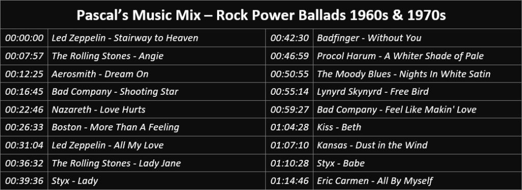 Pascal's Music Mix - Rock Power Ballads 1960s & 1970s - Playlist