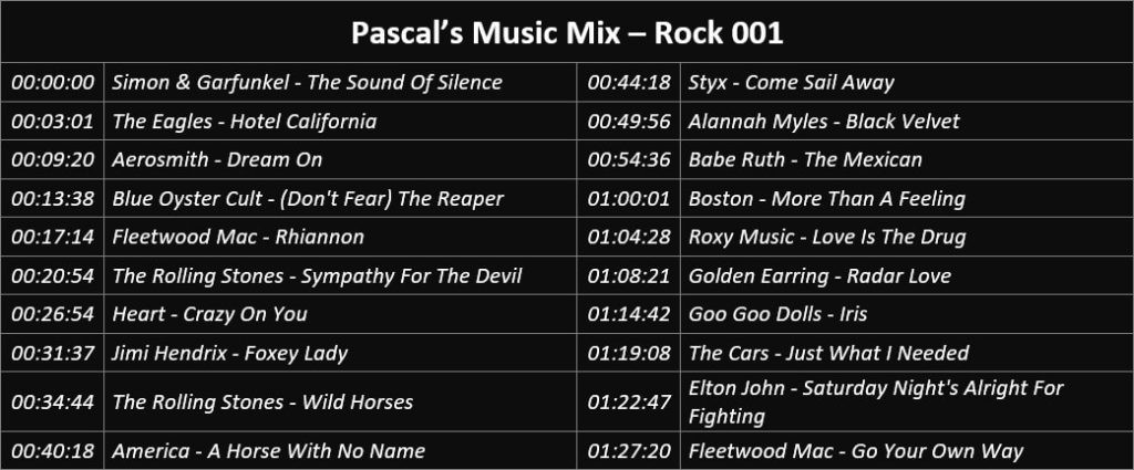 Pascal's Music Mix - Rock 001 - Playlist