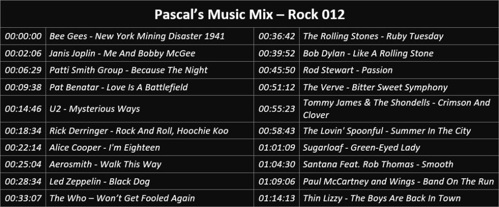 Pascal's Music Mix - Rock 012 - Playlist