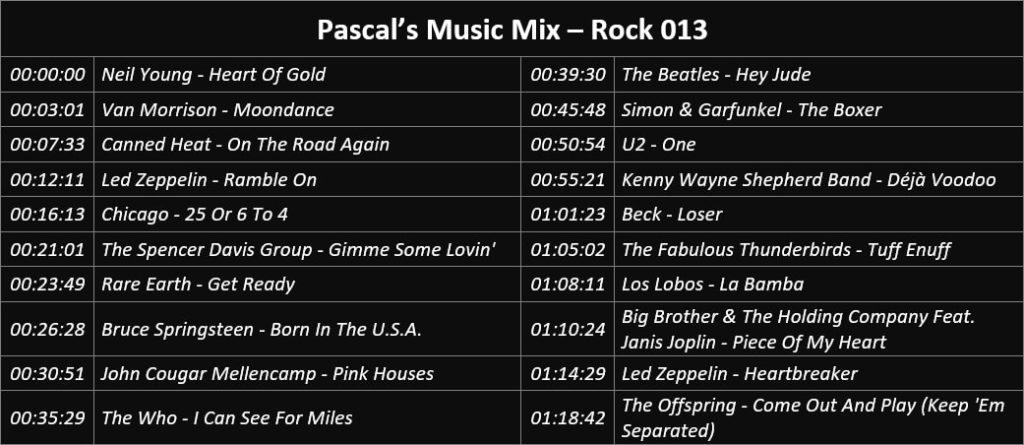 Pascal's Music Mix - Rock 013 - Playlist