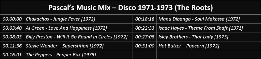 Pascal's Music Mix - Disco 1971-1973 (The Roots) - Playlist