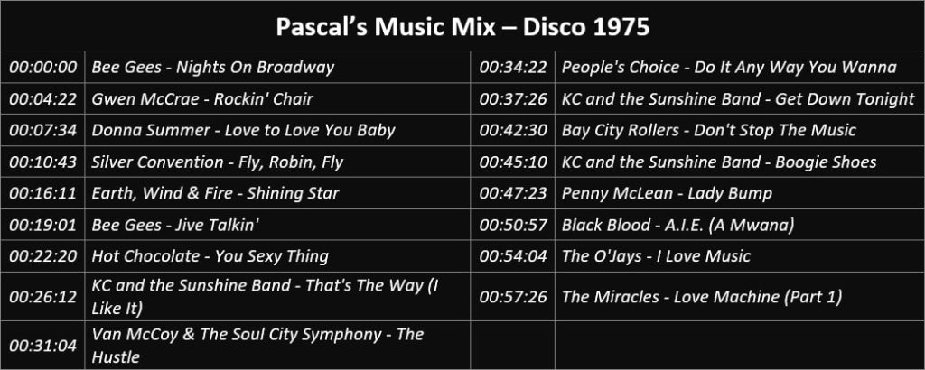 Pascal's Music Mix - Disco 1975 - Playlist