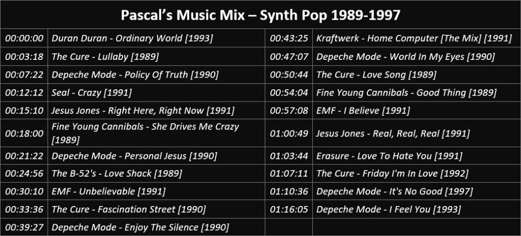 Pascal's Music Mix - Synth Pop 1989-1997 - Playlist