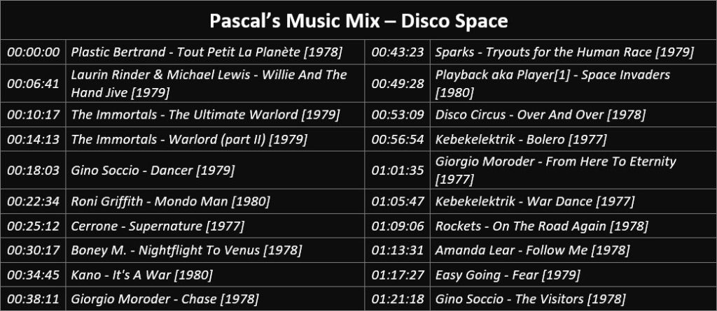 Pascal's Music Mix - Disco Space - Playlist