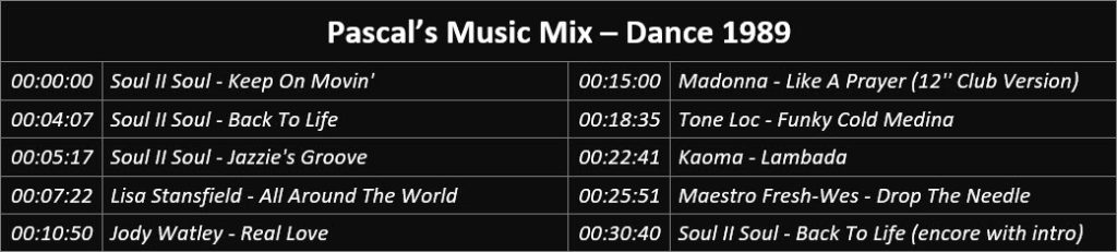 Pascal's Music Mix - Dance 1989 - Playlist