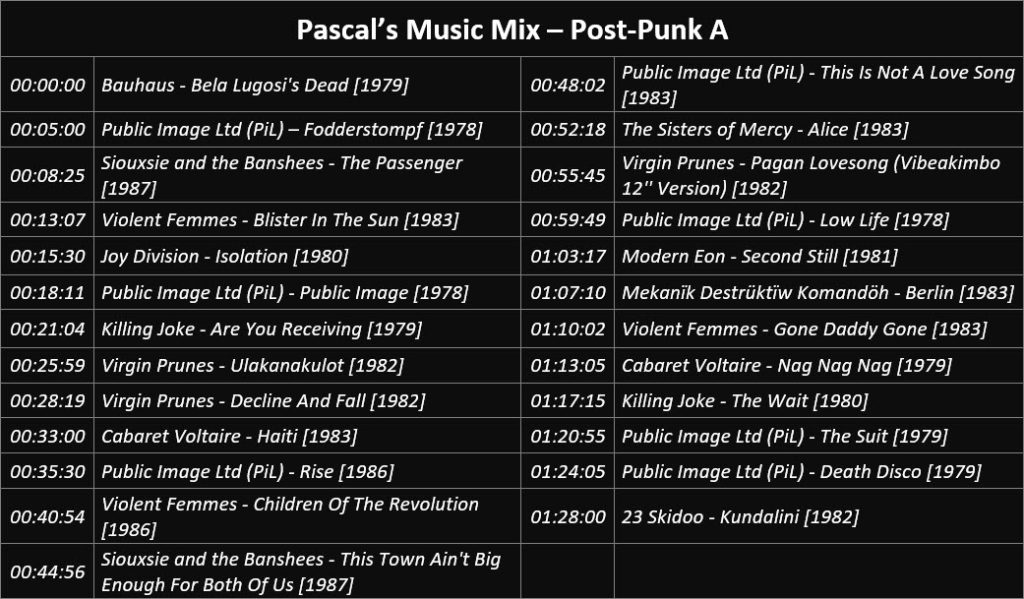 Pascal's Music Mix - Post-Punk A - Playlist